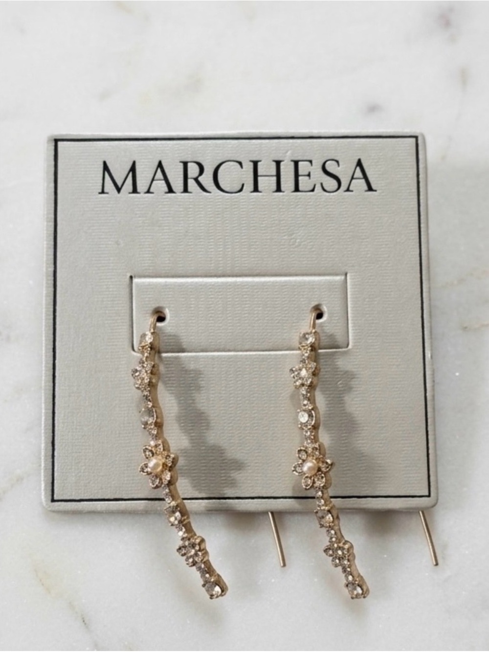 Marchesa Crystal & Imitation
Pearl Flower Threader Earrings